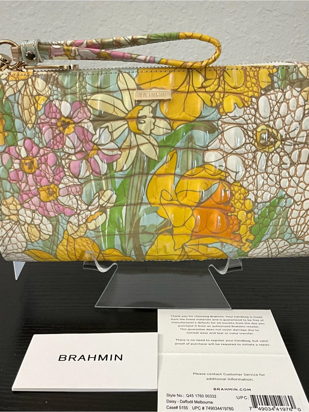 Brahmin Daisy DAFFODIL MELBOURNE Leather Wristlet NWT